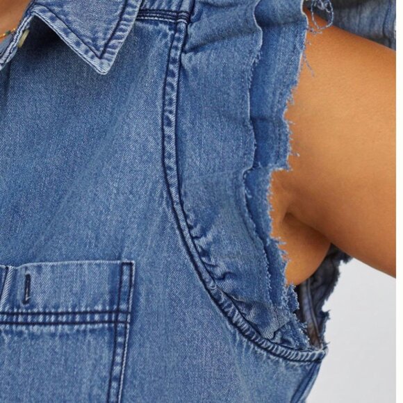 Anthropologie Denim Sleeveless Button-Down Top – Size XL - Picture 7 of 7